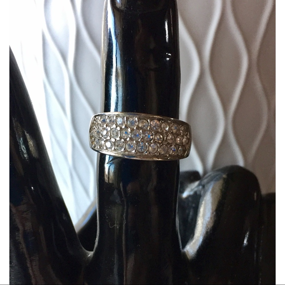 EXPRESS Inset Pavé Rhinestone Sterling Silver Ring